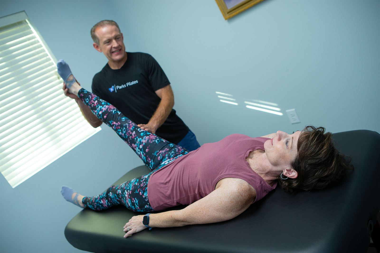 Assisted stretching session at Parks Pilates in Salem, SC